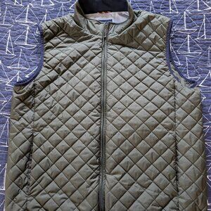 Brooks Brothers Vest Mens XL Green Diamond Quilted Puffer Full Zip  - Excellent